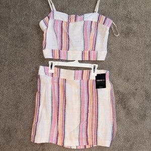 Forever 21 Multicolor Striped Two-Piece Set size Medium